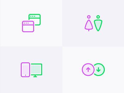 Duo colored icons color device dual duo gender green icon illustration line neon pink vibrant