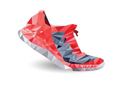 Low Poly Sneaker geometric illustration illustrator low poly lowpoly polygon red sneaker