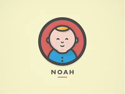 Noah baby badge boy cartoon character cute illustration