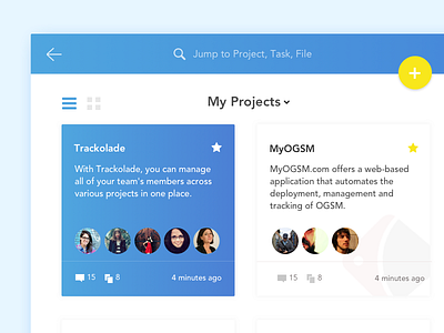 Trackolade.com - Project Cards design ui ux web