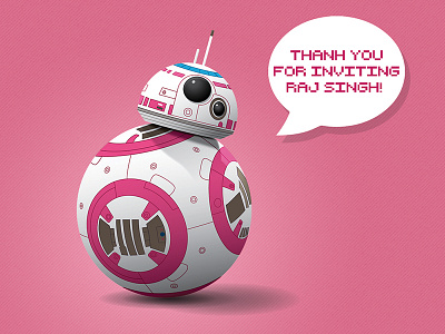 Dribbble Debut Shot ball bb8 debut dribbble first shot illustration invitation invite star war thanks vector