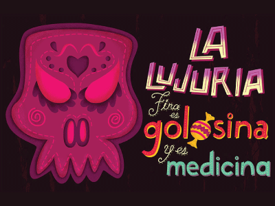 Lujuria avaricia dead festive illustration muertos poster skull spanish typography