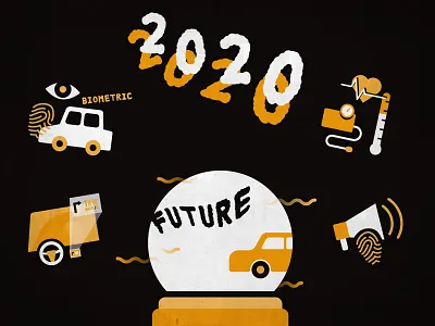The future of cars biometric car cars contrast crystal ball fun future icons illustration illustrator