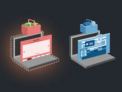 "We dislike bad websites" bad experience illustration illustrator isometric laptop money web design website