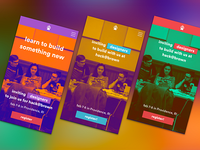 hackatbrown.org website concepts gradient map landing page mobile web