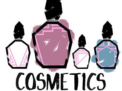 Cosmetics digital colouring lettering pattern perfume photoshop typography