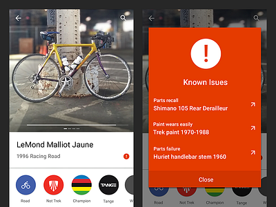Sprocket Android Known Issues Dialog bicycle bike dialog info information issue material recall red research sprocket warning