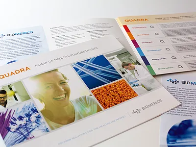 Biomerics Quadra Line Brochure branding graphic design photography printed materials