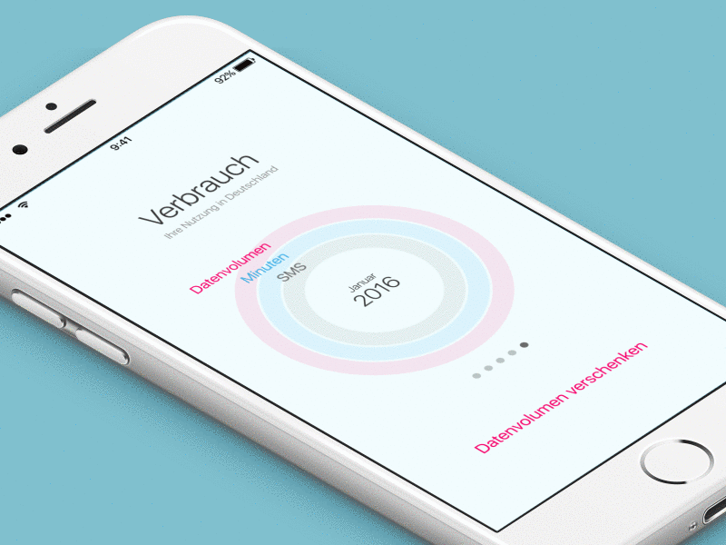 Give Data Volume App 3d touch dashboard graph ios mobile data volume o2 prototyp telekom ui ui design ux vodafone