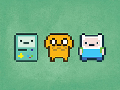 Pixel Time - 8 Bit Jake Finn Beemo 8 bit adventure time beemo cute finn jake pixels