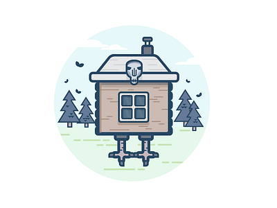 Избушка на курьих ножках character design flat forest house illustration mystery sketch skull texture