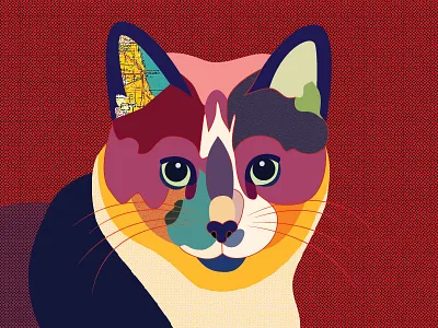 Taz the Cat abstract art cat chicago colorful feline illustration kitty map modern whiskers