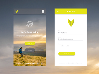 #001 Daily UI -- Sign Up dailyui outdoors signup social ui
