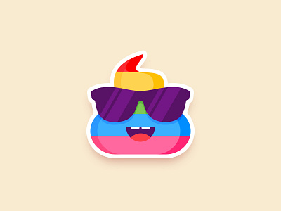 Rainbow Poop character emoji flat illustration poop shit smile smiley sticker stickermule