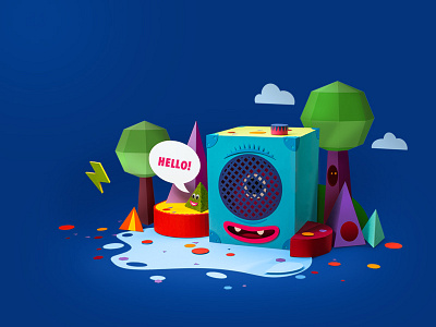 Hello festival music neeed paper papercut speaker vector