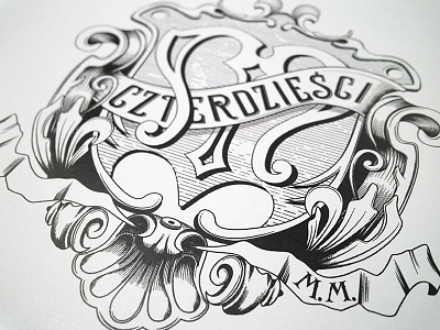 Handdrawn 40th birthday monogram drawing handlettering monogram morawski typography