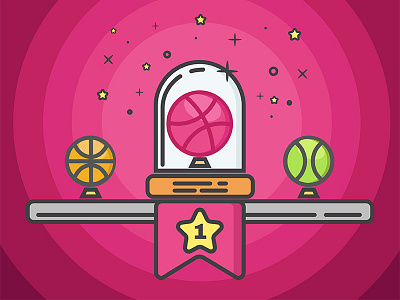 Hello Dribbble! ball debut dribbble first shot illustration invite thanks