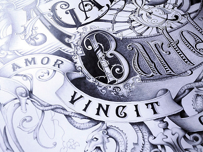 AMOR VINCIT OMNIA - handdrawn wedding gift poster drawing handlettering morawski poster typography