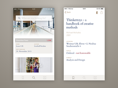Library App Redesign app bauhaus bauhaus universität iphone library ui uni university weimar