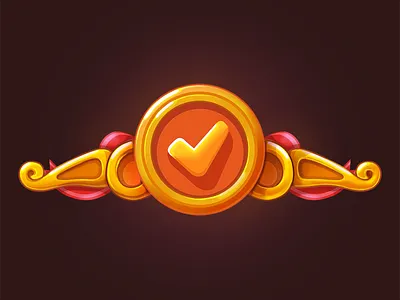 Mission Complete check game gold ribbon title