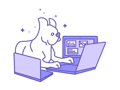 Tech pup charts dog illustration laptop puppy vector