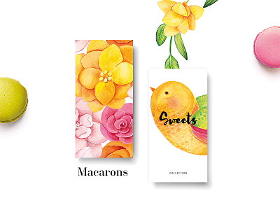 Life is sweet branding card clip art ethnic feather floral food macarons nature packaging patterns watercolor