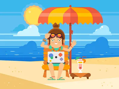 Digital Nomad beach developer digital nomad illustration toptal work