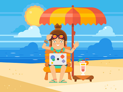 Digital Nomad beach developer digital nomad illustration toptal work