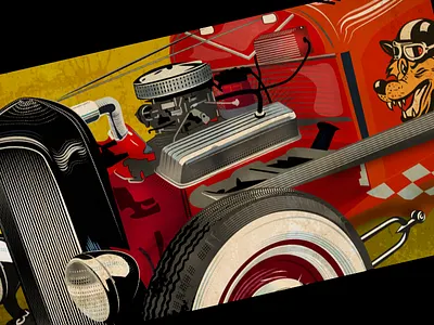 Can't Stop Thinking About Hotrod Number 4 car fast headlight hotrod radiator tire vintage wolf