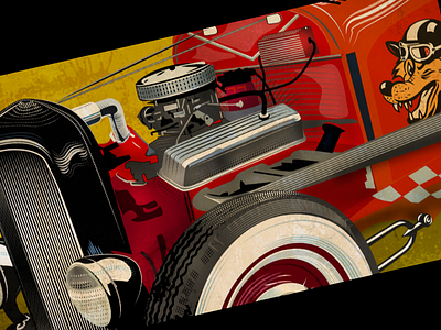 Can't Stop Thinking About Hotrod Number 4 car fast headlight hotrod radiator tire vintage wolf