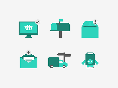 Coradrive Icons bag basket box computer delivery design flat icon illustration maibox order vector