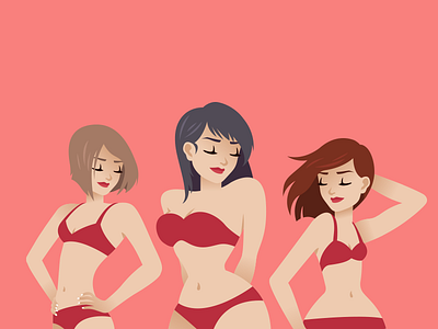 My Twist Morphology curve design girl illustration morphology pinup red sexy swimsuit thin vector woman