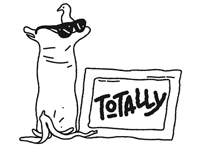 Totally banana bird glasses hand lettering line drawing still life totally