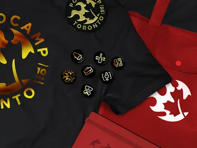 PodCamp Swag buttons conference journal patch podcamp swag toronto tote tshirt