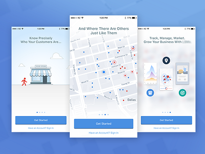 Small Business App Onboarding data visualization map onboarding