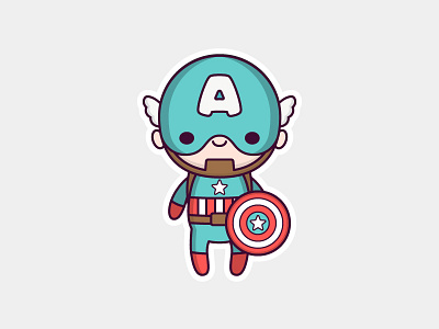 Cute Captain America avengers captain america chibi cute digital art illustration kawaii