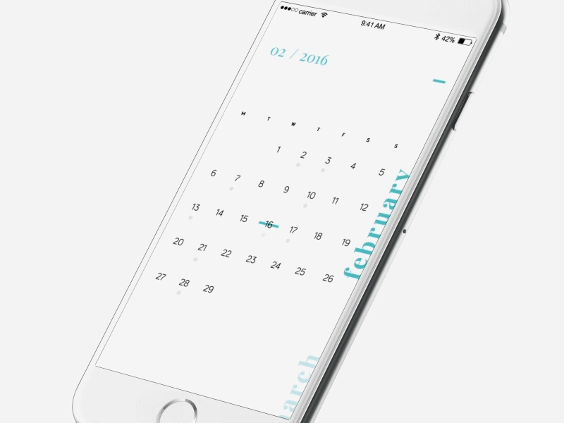 Concept of a Calendar app app application calendar concept interaction interactive ios ui ux