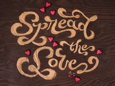Spread The Love food lettering food type food typography illustration lettering love peanut butter spread the love type typography valentines vday
