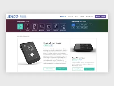 Product Filter android landing marketing meter product quality tester tool ui water web website