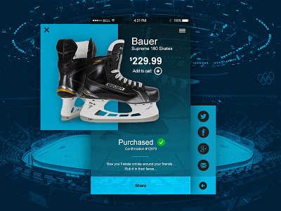 Daily UI #010 Social Share 010 100 ui daily ui hockey interface skates ui ui 010 ui challenge ux