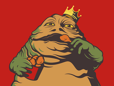 Jabba eating fried chicken character chicken design flat food fried illustration jabba starwars vector