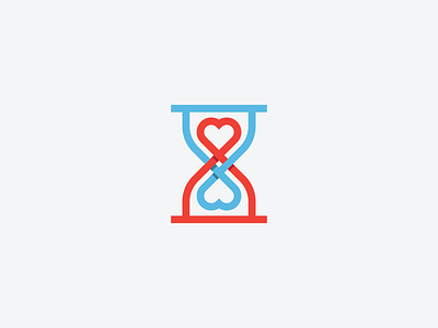 Love Time Logo - FOR SALE brand branding couple date flat for sale forsale heart hourglass infinity logo love mark premade premade logo sale time