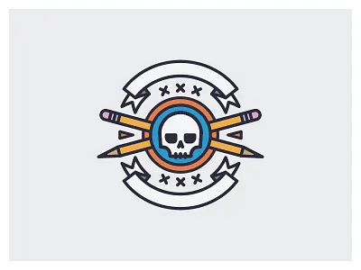 Skull Badge badge illustration pencils skull vector