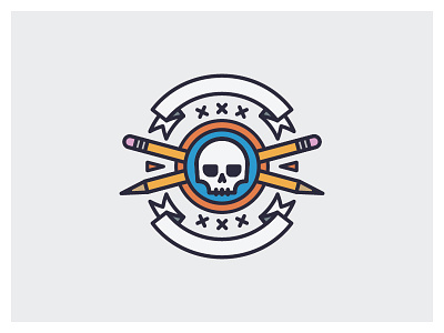 Skull Badge badge illustration pencils skull vector