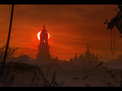 Kiev Destroyed 3 apocalypse art city concept art destroyed digital future illustration kiev matte painting postapocaliptic