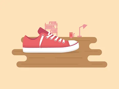 Enfile tes chaussures ! climate demonstration flat home illustration meet shoes up wood