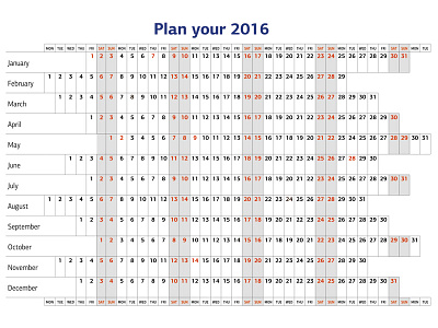 Plan cells for 2016 2016 calendar plan planner planning