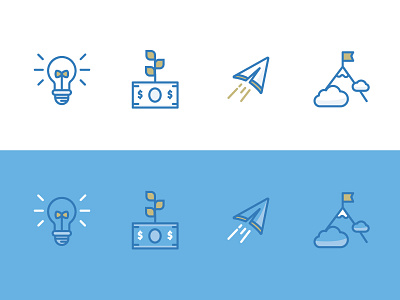 High Alpha Icons 2 airplane dream big fast flight growth investments light bulb mountain thinking