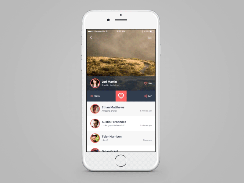 Nick Parker Daily UI #9 (rework) animation app daily gif ios iphone menu motion photo sharing shot ui