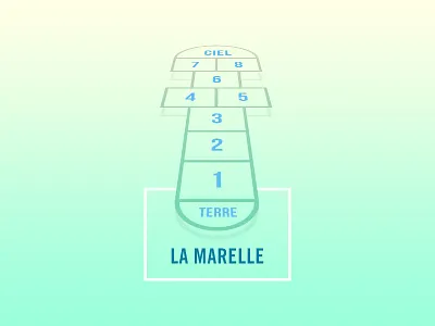 La marelle blue child game gradient green post